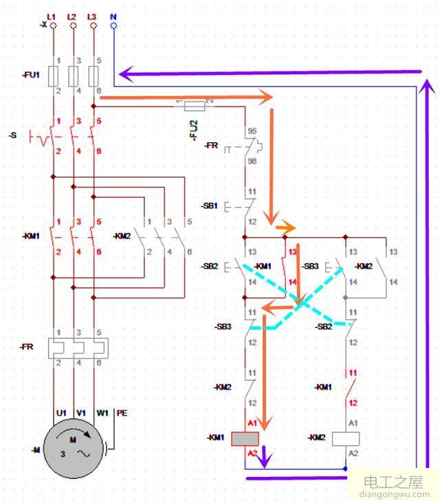 三相交流電動機正反轉互鎖電路的分析